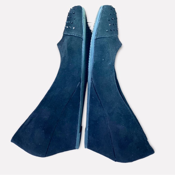 New Seychelles Black Suede with Black Stones wedge slip on Womens shoes size 7 - Picture 6 of 8